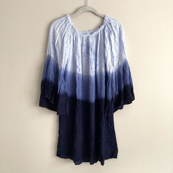 Seven Islands Elastic Off The Shoulder Long Sleeve Flare Arm Elastic Waist Dress - Picture 1 of 7